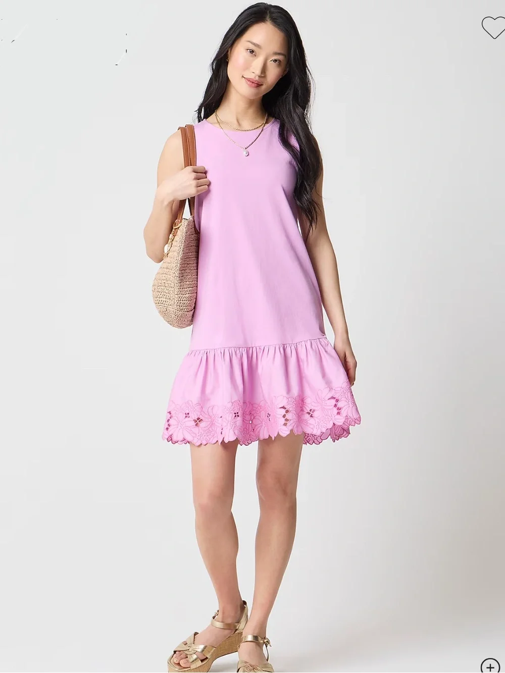 J. Crew Factory Sleeveless Pink Eyelet-Hem Mini Dress - Picture 1 of 4